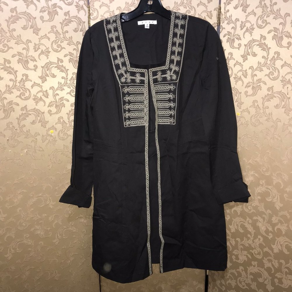 CAbi #184 Charcoal Gray Jacket TURKISH DELIGHT Embellished Duster 8